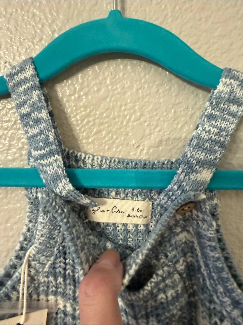 Rylee + Cru Blue & White Marled Knit Romper